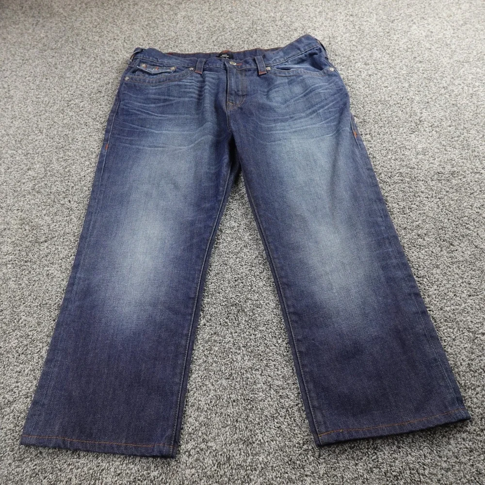 True Religion Jeans Mens 40X26 Dark Blue Denim Pants Ricky Relaxed Straight Fade